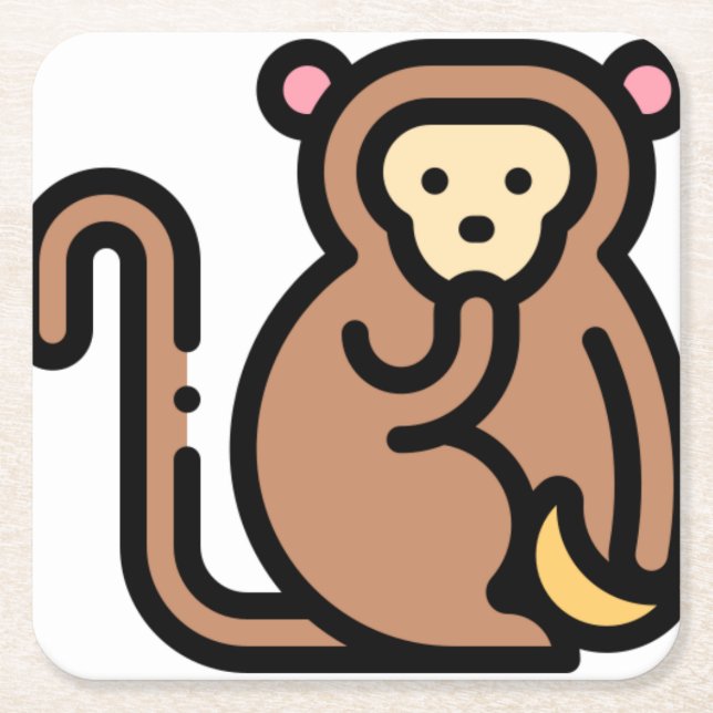 Monkey Underlägg Papper Kvadrat (Framsidan)
