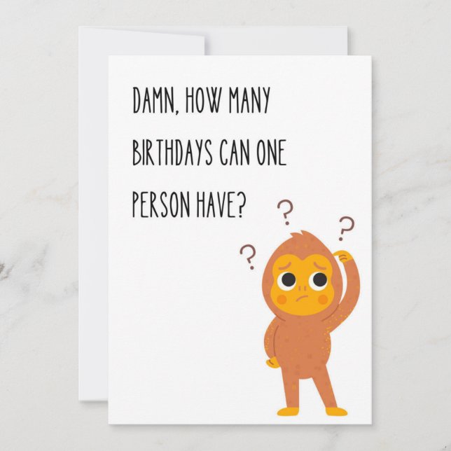 Monkey unikt födelsedagskort, Humor Kort (Framsida)