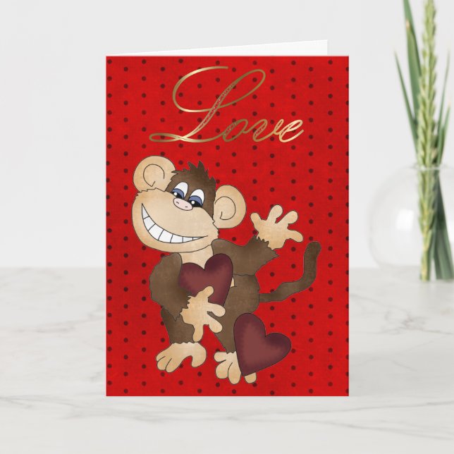Monkey Valentine-kort Helgkort (Framsida)