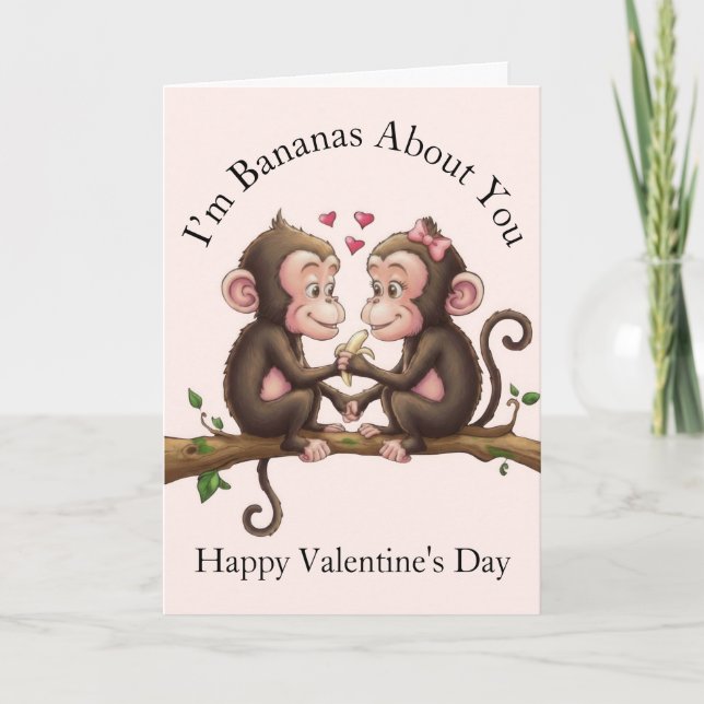 Monkey Valentine's Day Kort (Framsida)