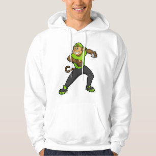 Monkey vid Baseball med Baseball fladdermus Hoodie