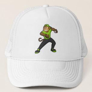 Monkey vid Baseball med Baseball fladdermus Keps