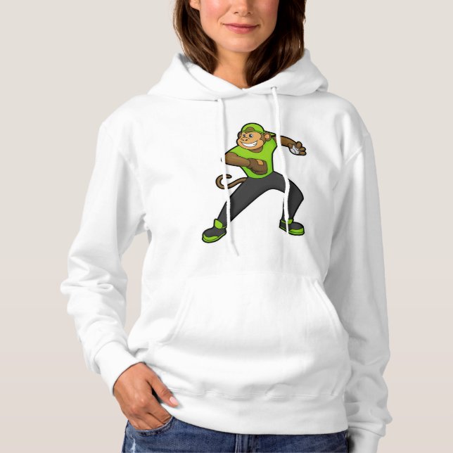 Monkey vid Baseball med Baseball fladdermus T Shirt (Framsida)