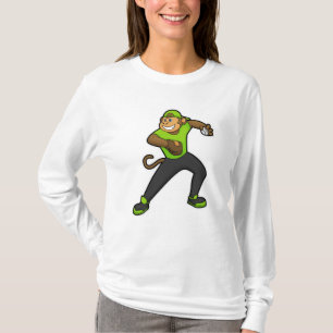 Monkey vid Baseball med Baseball fladdermus T Shirt