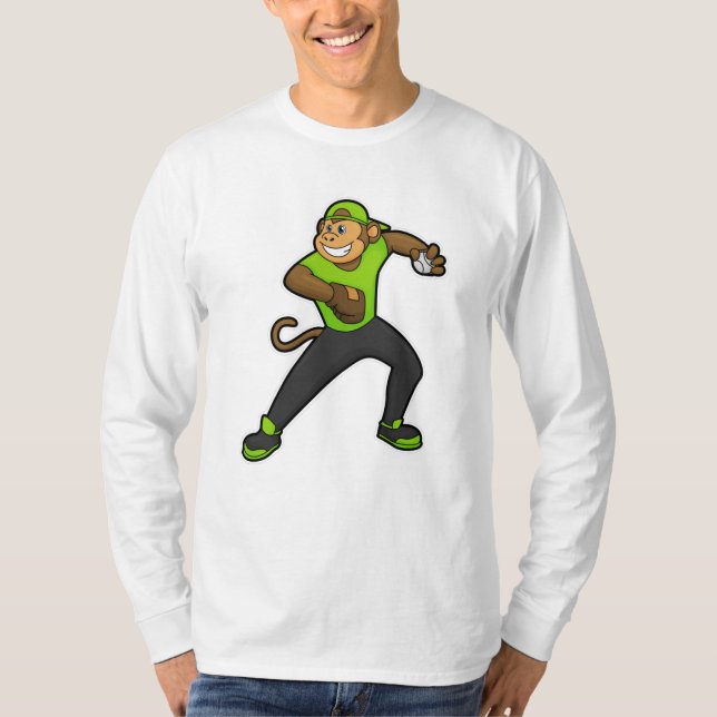 Monkey vid Baseball med Baseball fladdermus T Shirt (Framsida)