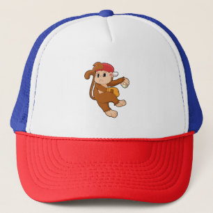 Monkey vid Baseball med baskiska handskar Keps