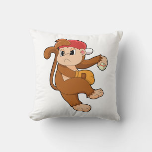 Monkey vid Baseball med baskiska handskar Kudde