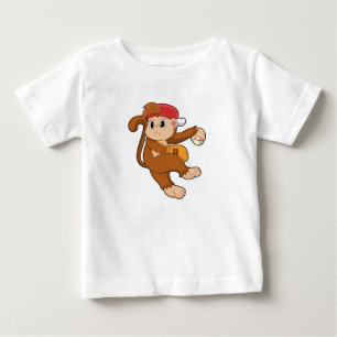 Monkey vid Baseball med baskiska handskar T Shirt