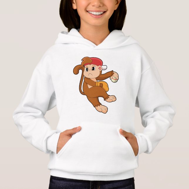 Monkey vid Baseball med baskiska handskar T Shirt (Framsida)