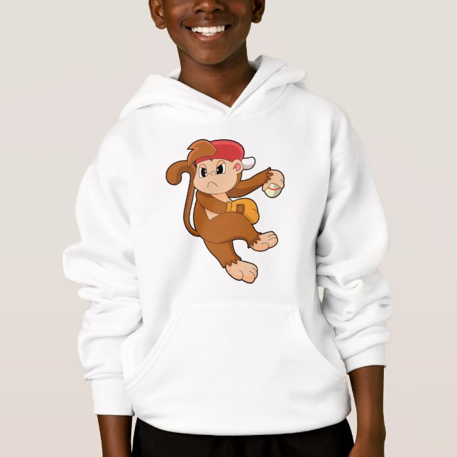 Monkey vid Baseball med baskiska handskar T Shirt (Framsida)
