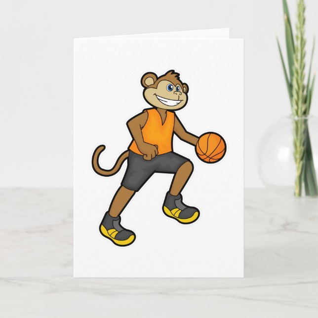 Monkey vid Basketball Sports Kort (Framsida)