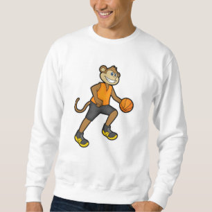 Monkey vid Basketball Sports Lång Ärmad Tröja