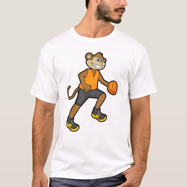 Monkey vid Basketball Sports T Shirt (Framsida)