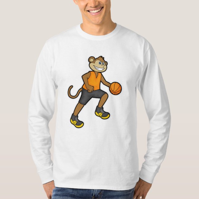 Monkey vid Basketball Sports T Shirt (Framsida)