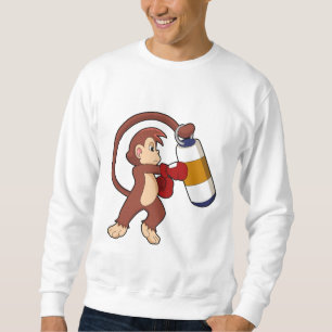 Monkey vid Boxing med Slående påse Lång Ärmad Tröja