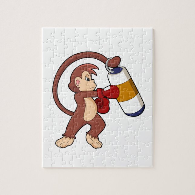 Monkey vid Boxing med Slående påse Pussel (Vertikal)