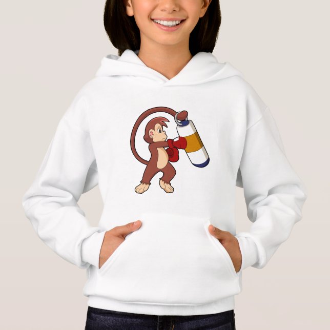 Monkey vid Boxing med Slående påse T Shirt (Framsida)