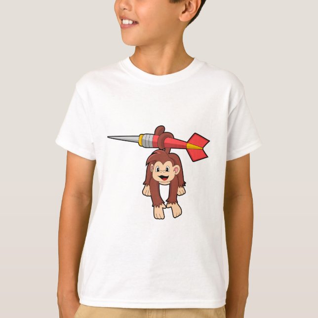 Monkey vid Darts med Dart T Shirt (Framsida)