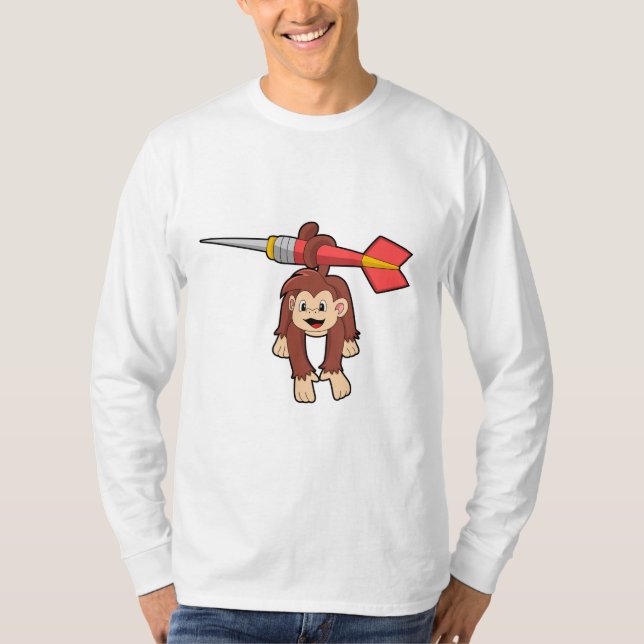 Monkey vid Darts med Dart T Shirt (Framsida)