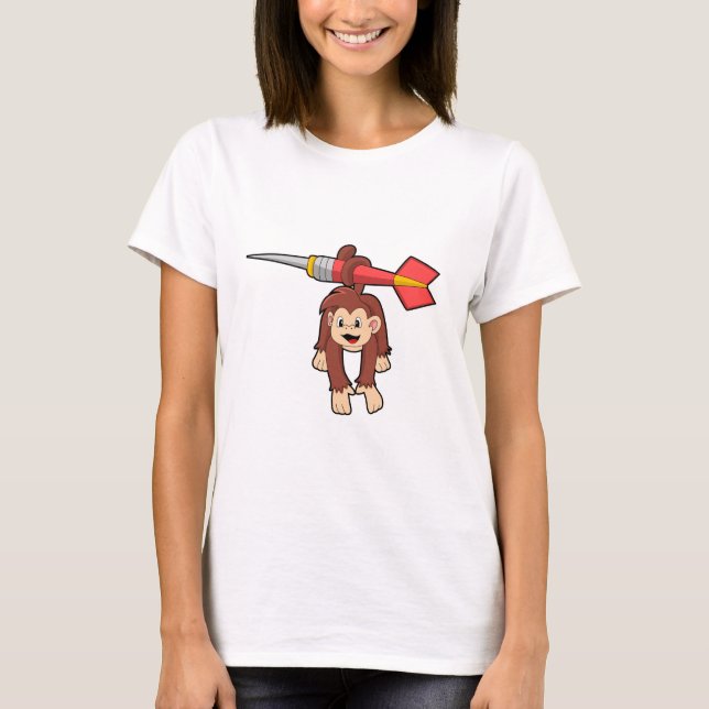 Monkey vid Darts med Dart T Shirt (Framsida)