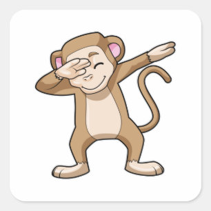Monkey vid Hip hop Dance Dab Fyrkantigt Klistermärke