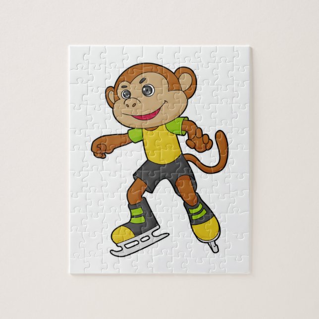 Monkey vid isfärdsmatning med isskiffer pussel (Vertikal)