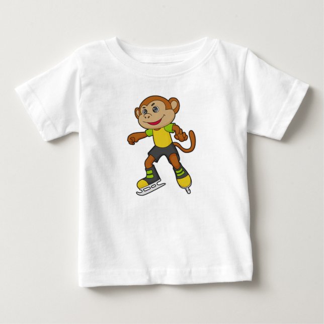 Monkey vid isfärdsmatning med isskiffer t shirt (Framsida)