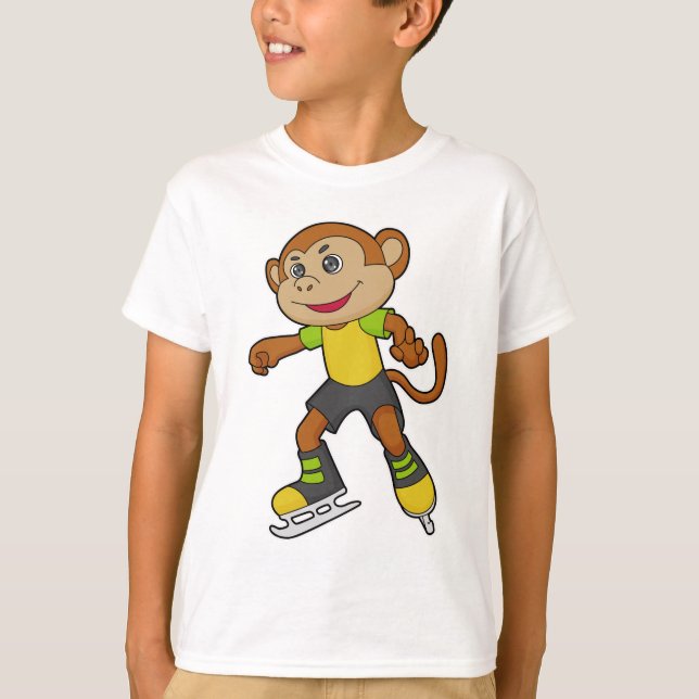 Monkey vid isfärdsmatning med isskiffer t shirt (Framsida)