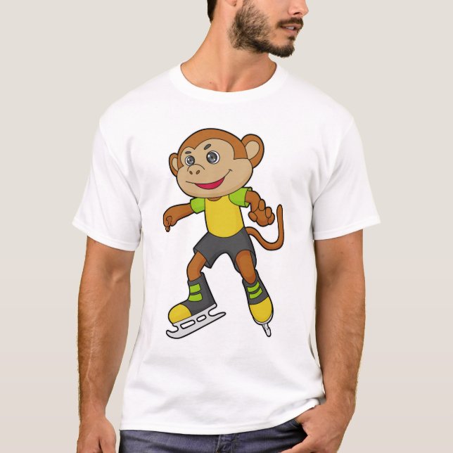 Monkey vid isfärdsmatning med isskiffer t shirt (Framsida)