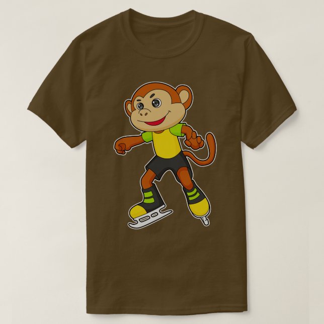 Monkey vid isfärdsmatning med isskiffer t shirt (Design framsida)