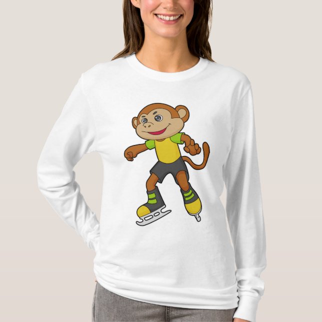 Monkey vid isfärdsmatning med isskiffer t shirt (Framsida)
