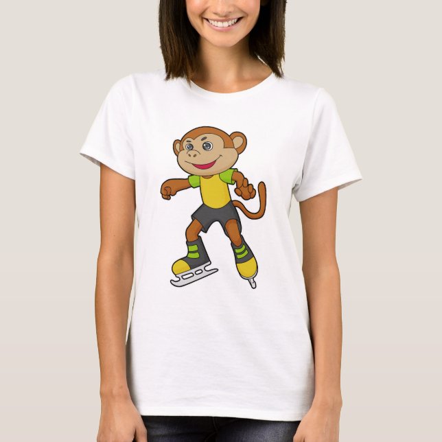 Monkey vid isfärdsmatning med isskiffer t shirt (Framsida)