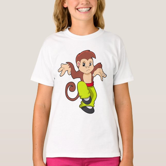 Monkey vid martialkonsten Kungfu T Shirt (Framsida)
