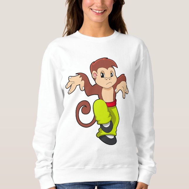Monkey vid martialkonsten Kungfu T Shirt (Framsida)