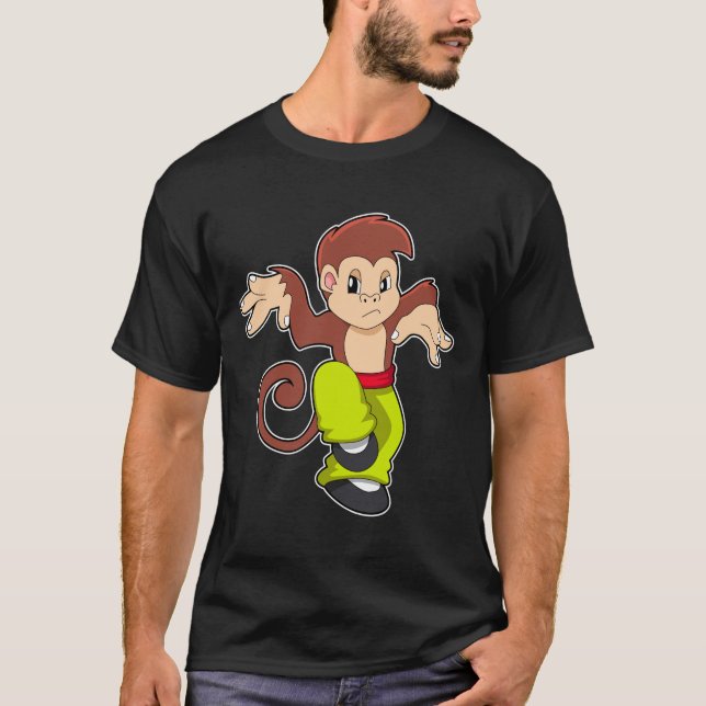 Monkey vid martialkonsten Kungfu T Shirt (Framsida)