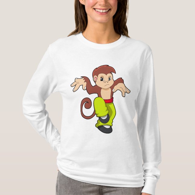 Monkey vid martialkonsten Kungfu T Shirt (Framsida)