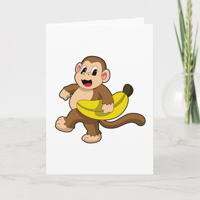 Monkey vid Runwith Banana Kort (Framsida)