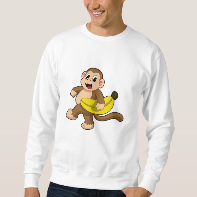 Monkey vid Runwith Banana Lång Ärmad Tröja (Framsida)