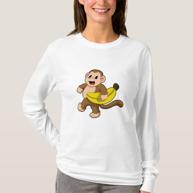 Monkey vid Runwith Banana T Shirt (Framsida)