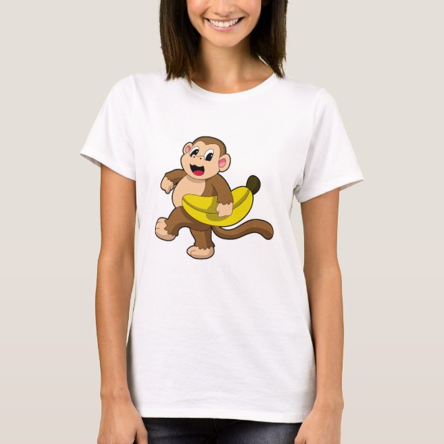 Monkey vid Runwith Banana T Shirt (Framsida)