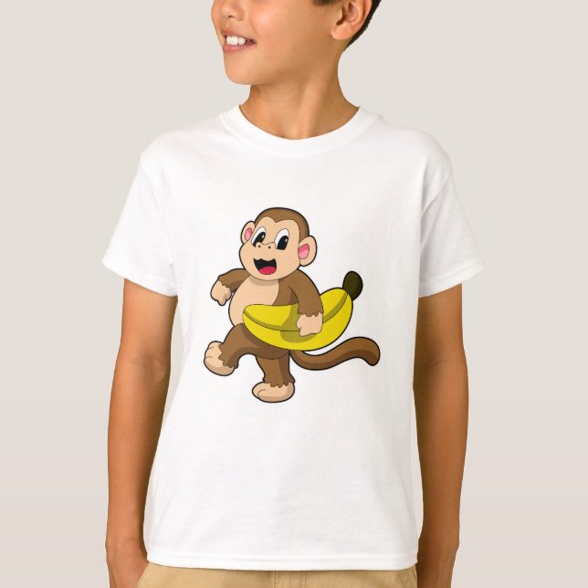 Monkey vid Runwith Banana T Shirt (Framsida)