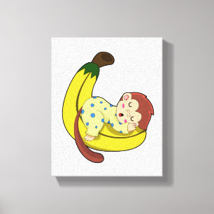 Monkey vid Sleeping i Pajamas Canvastryck
