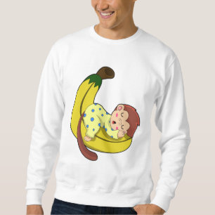 Monkey vid Sleeping i Pajamas Lång Ärmad Tröja