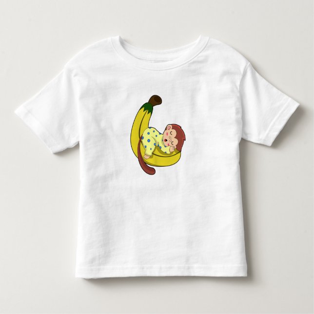 Monkey vid Sleeping i Pajamas T Shirt (Framsida)