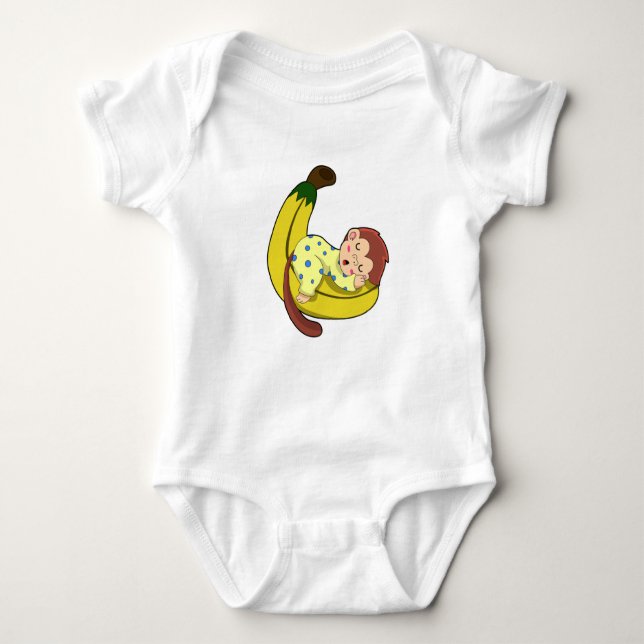 Monkey vid Sleeping i Pajamas T Shirt (Framsida)