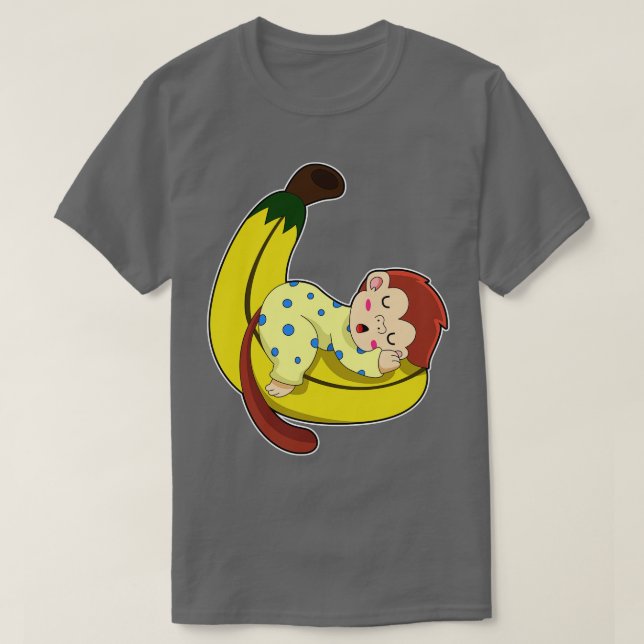 Monkey vid Sleeping i Pajamas T Shirt (Design framsida)