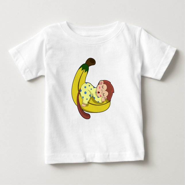 Monkey vid Sleeping i Pajamas T Shirt (Framsida)