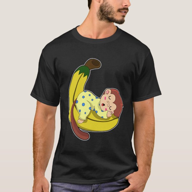 Monkey vid Sleeping i Pajamas T Shirt (Framsida)