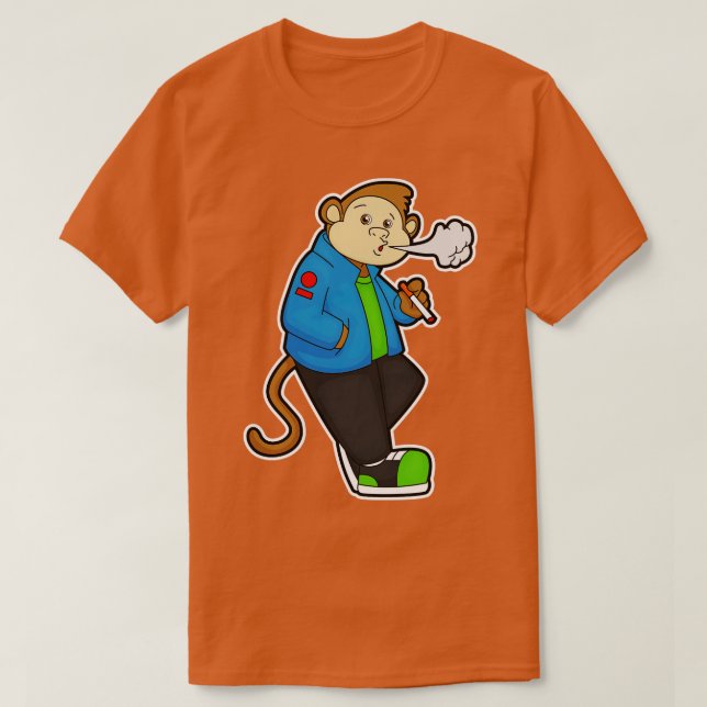 Monkey vid Smoking a Cigarette T Shirt (Design framsida)