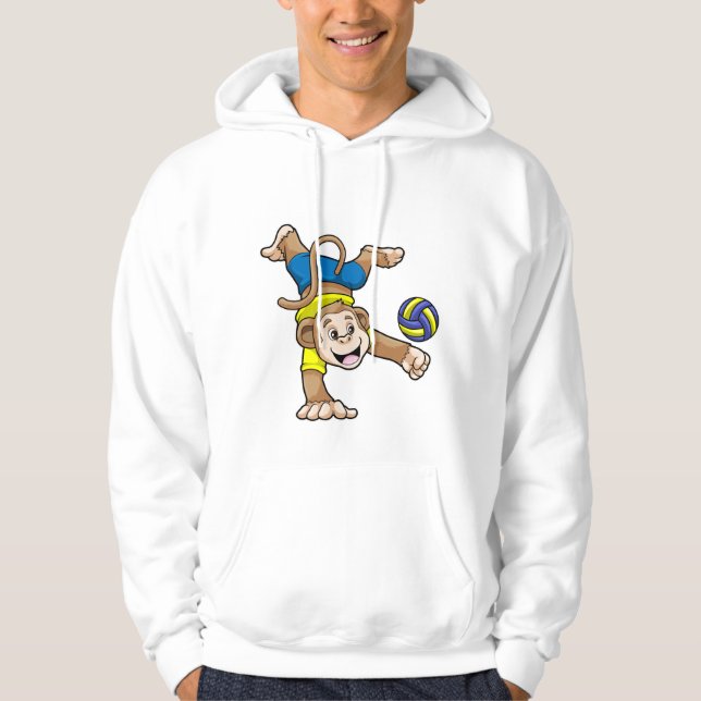 Monkey vid sport med Volleyball Hoodie (Framsida)